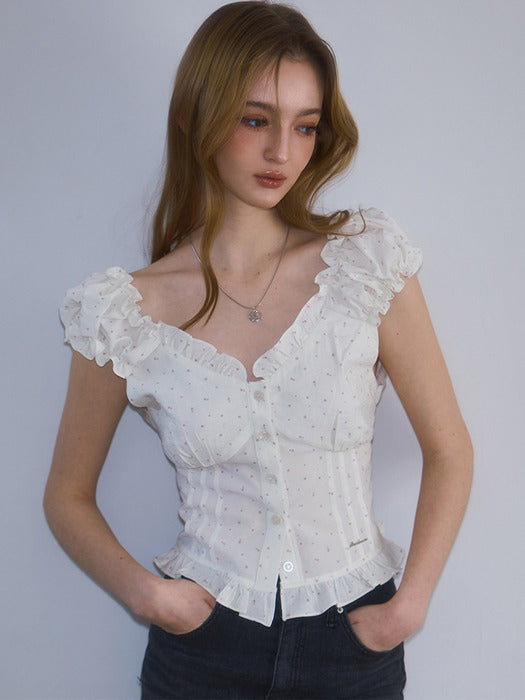 Rose Frantz Frill Shirring Sleeveless