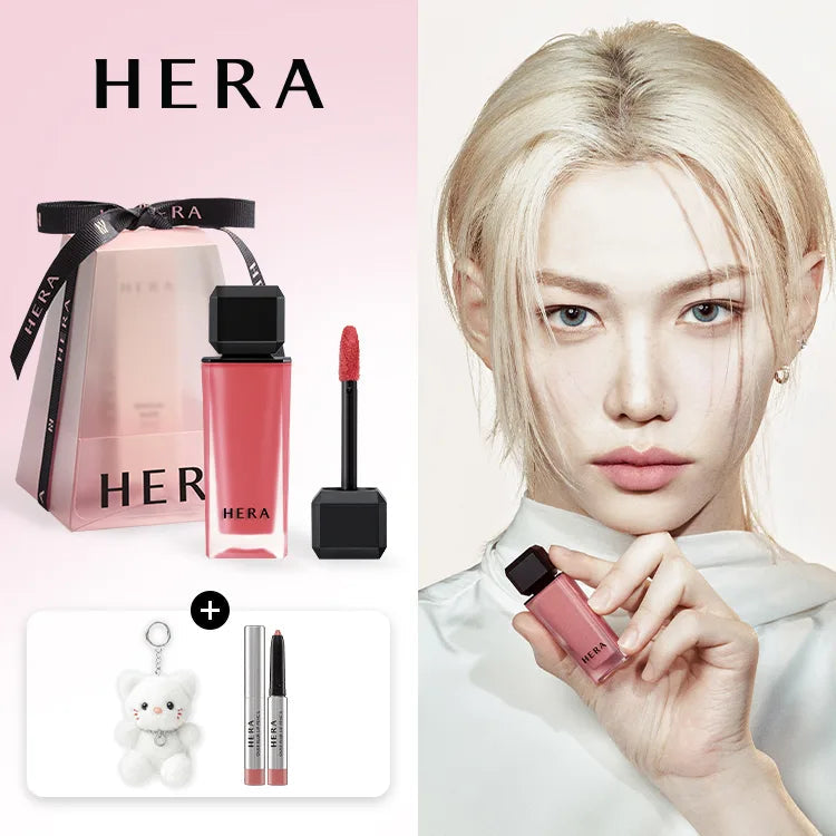 Felix Pick] HERA SENSUAL POWDER MATTE LIQUID + Cat Keychain + Pink Ha