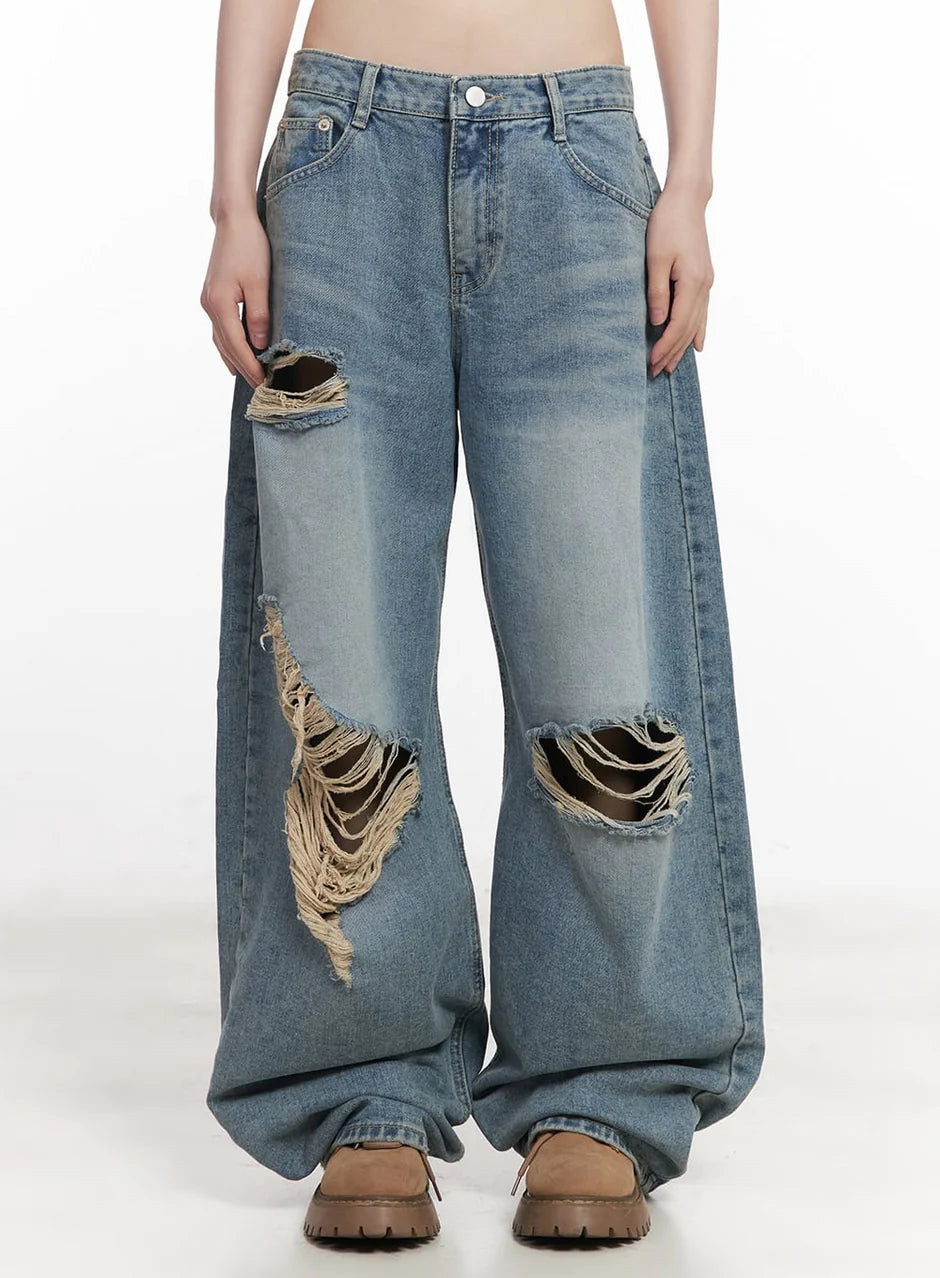 LEWKIN Hattie Distressed Wide-Leg Jeans LEWKIN  DKshop