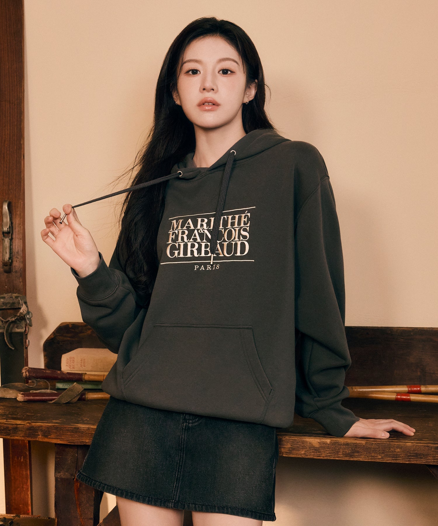 MARITHE FRANCOIS GIRBAUD CLASSIC LOGO EMBROIDERY HOODIE
