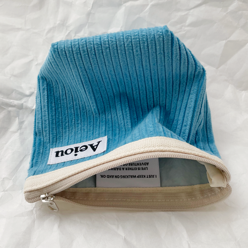 Aeiou Basic Pouch (M size) Oil Paint Blue Corduroy Aeiou  DKshop