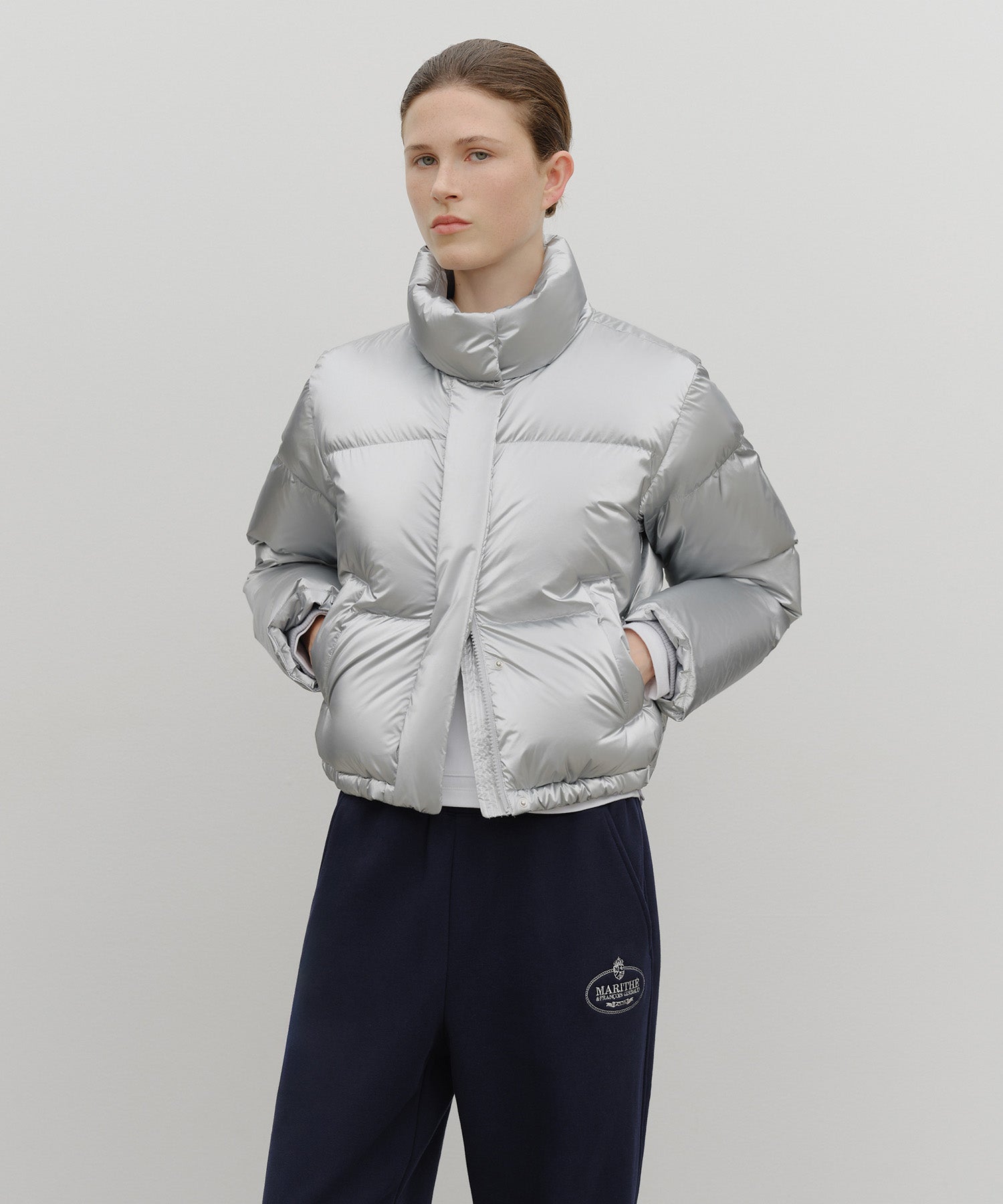 MARITHE FRANCOIS GIRBAUD W GLOSSY CROP DOWN JACKET