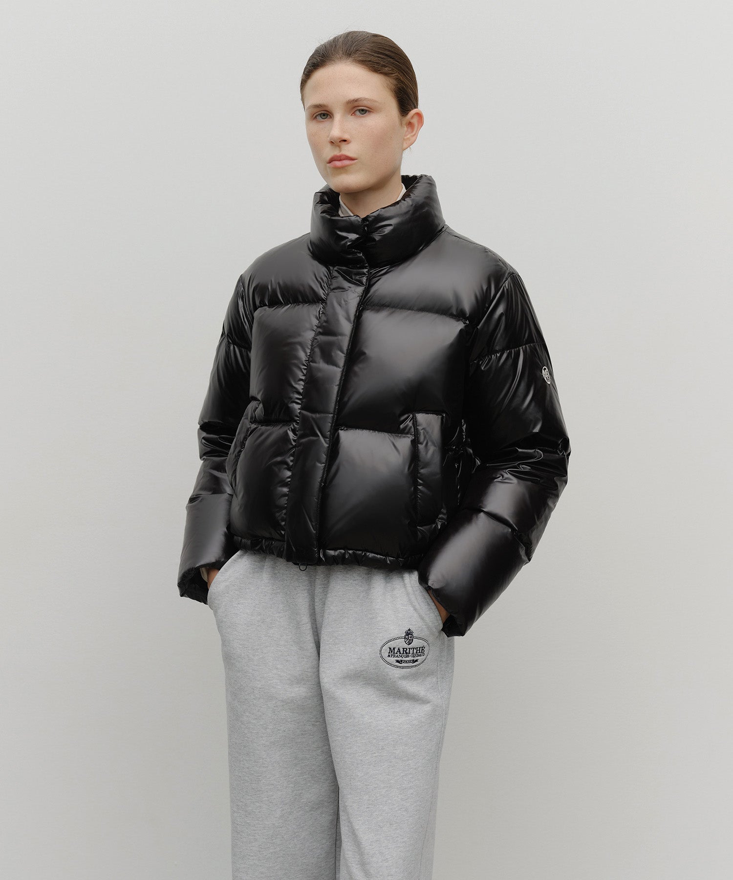MARITHE FRANCOIS GIRBAUD W GLOSSY CROP DOWN JACKET