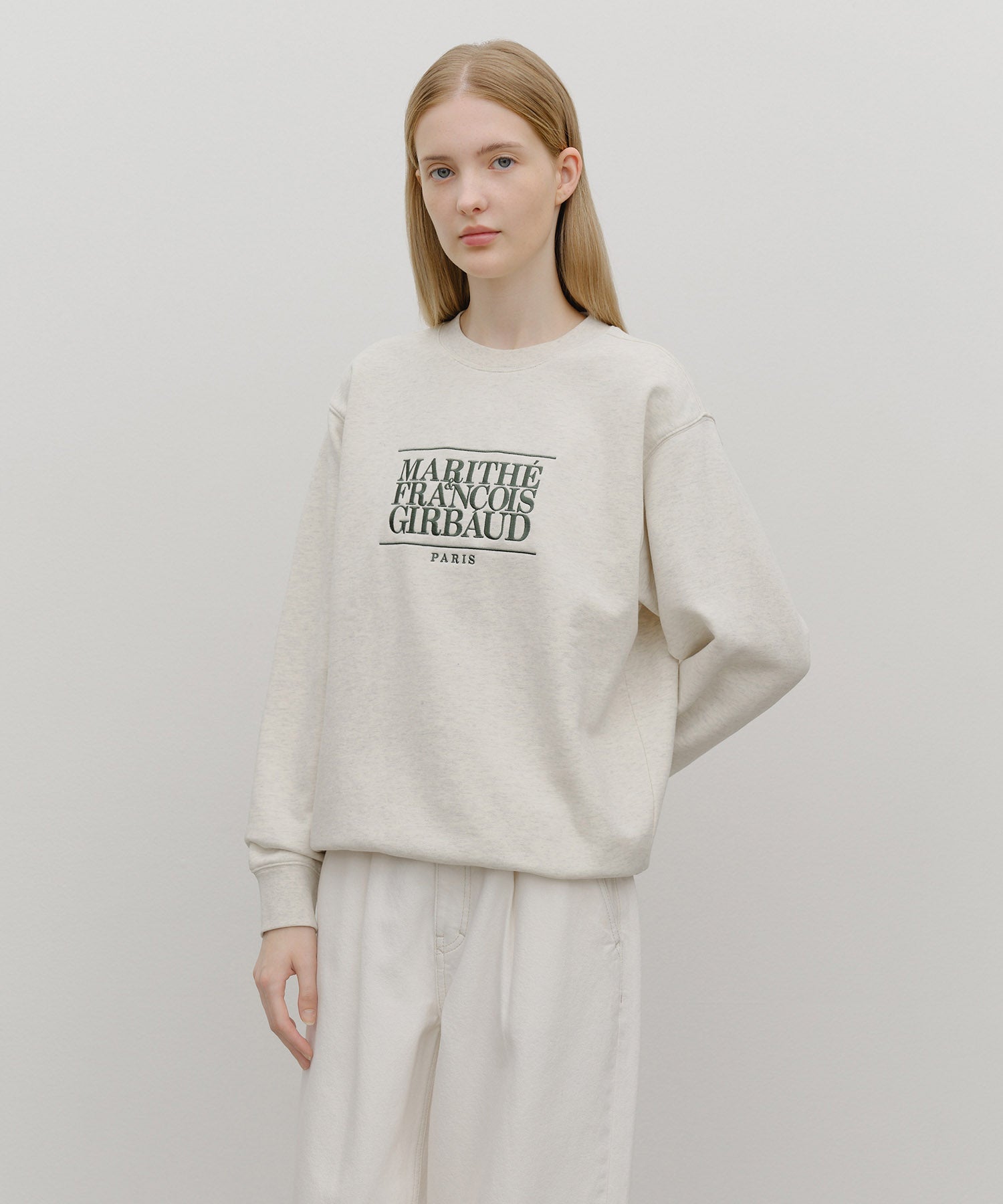 MARITHE FRANCOIS GIRBAUD トレーナー M アイボリー MARITHE FRANCOIS GIRBAUD CLASSIC LOGO EMBROIDERY SWEATSHIRT