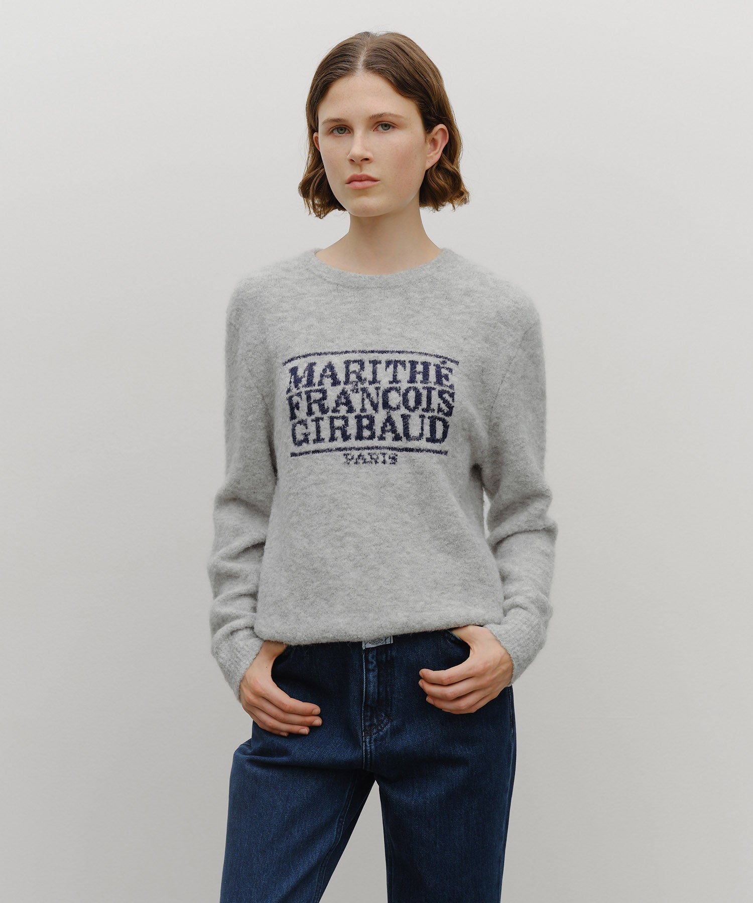MARITHE FRANCOIS GIRBAUD BOUCLE CLASSIC LOGO KNIT PULLOVER