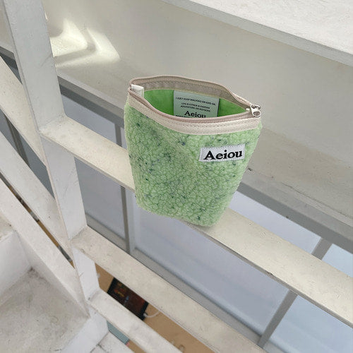 Aeiou Basic Pouch (M size) Fur Sorbet Lime Cucumber Aeiou  DKshop