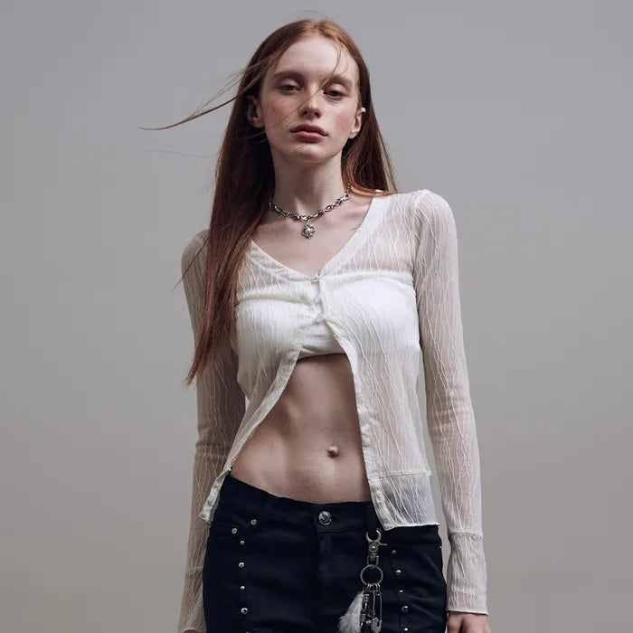 HILLDA Wave Mesh Cardigan (aespa Winter Wear) SUNBURNPROJECT  DKshop