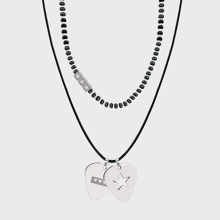 VVV Double Pick Logo Surgical Strap Necklace (Stray Kids Hyunjin WEAR) VVV  DKshop