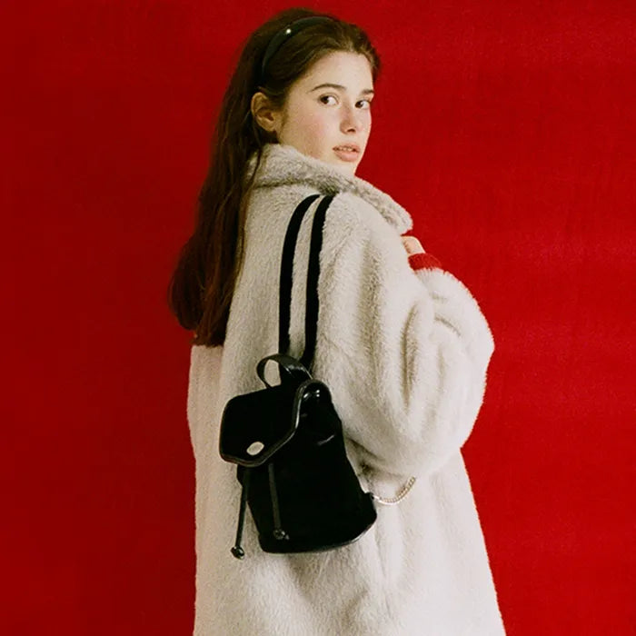 SOMEWHERE BUTTER. Velvet mini fle backpack