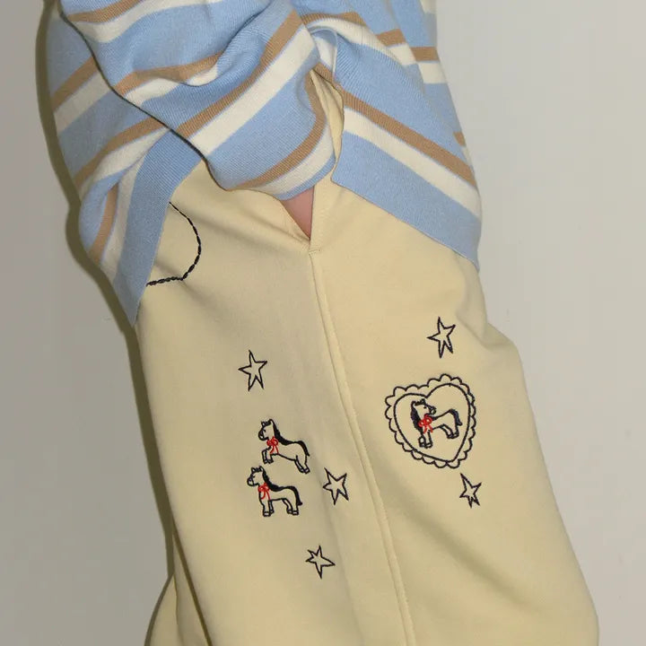 ronron DRAWING PONY STITCH SWEAT JOGGER PANTS RONRON  DKshop