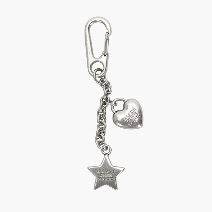 MARGESHERWOOD WOOD HEART STAR KEYCHAIN MARGESHERWOOD  DKshop