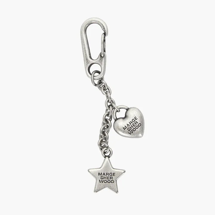 MARGESHERWOOD WOOD HEART STAR KEYCHAIN MARGESHERWOOD  DKshop