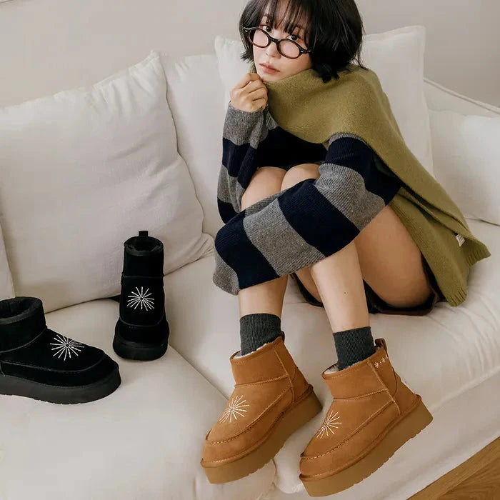 [mac moc] Nun Kkot Snowflake Genuine Cowhide Ugg Boots mac moc  DKshop