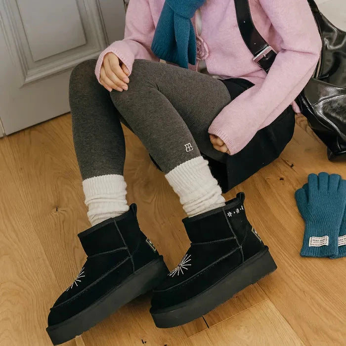 [mac moc] Nun Kkot Snowflake Genuine Cowhide Ugg Boots mac moc  DKshop