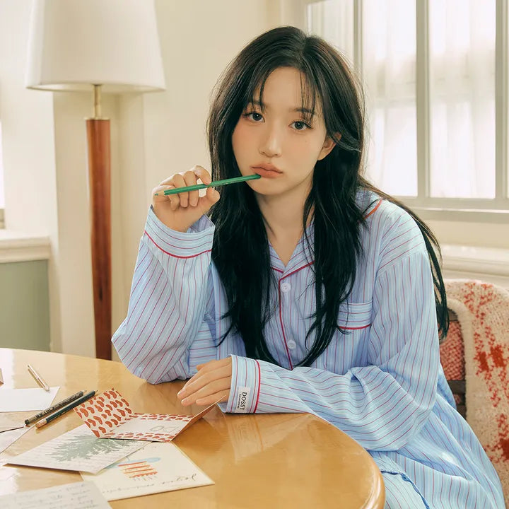 [NMIXX Haewon PICK] DOSSY Silk Fit Chloe Long Sleeve Couple Pajama Set DOSSY  DKshop