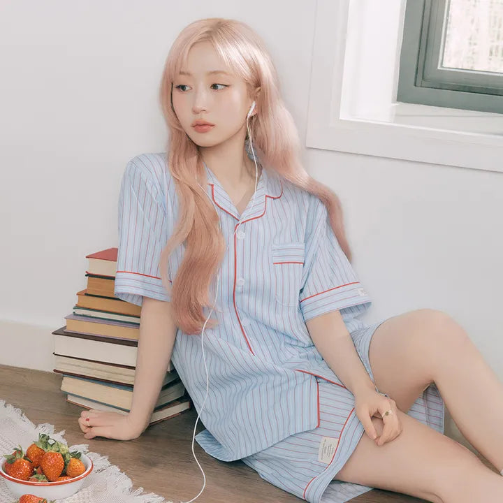 [NMIXX Haewon PICK] DOSSY Silk Fit Chloe Half Sleeve Couple Pajama Set DOSSY  DKshop