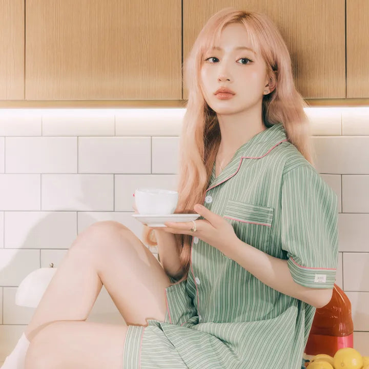 [NMIXX Haewon PICK] DOSSY Silk Fit Half Sleeve Couple Pajama Set DOSSY  DKshop