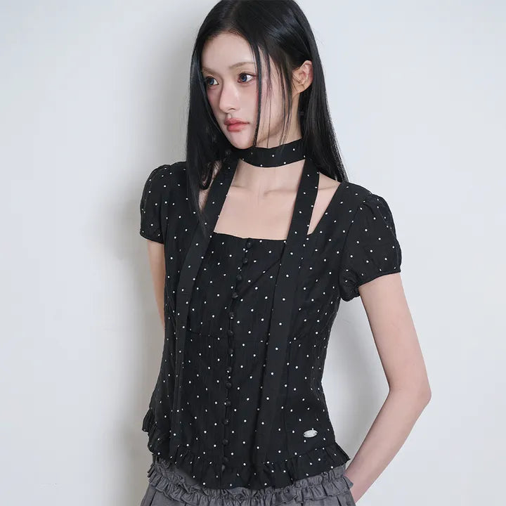 ILLIGO RIBBON TIE SQUARE NECK BLOUSE 8 colors ILLIGO  DKshop