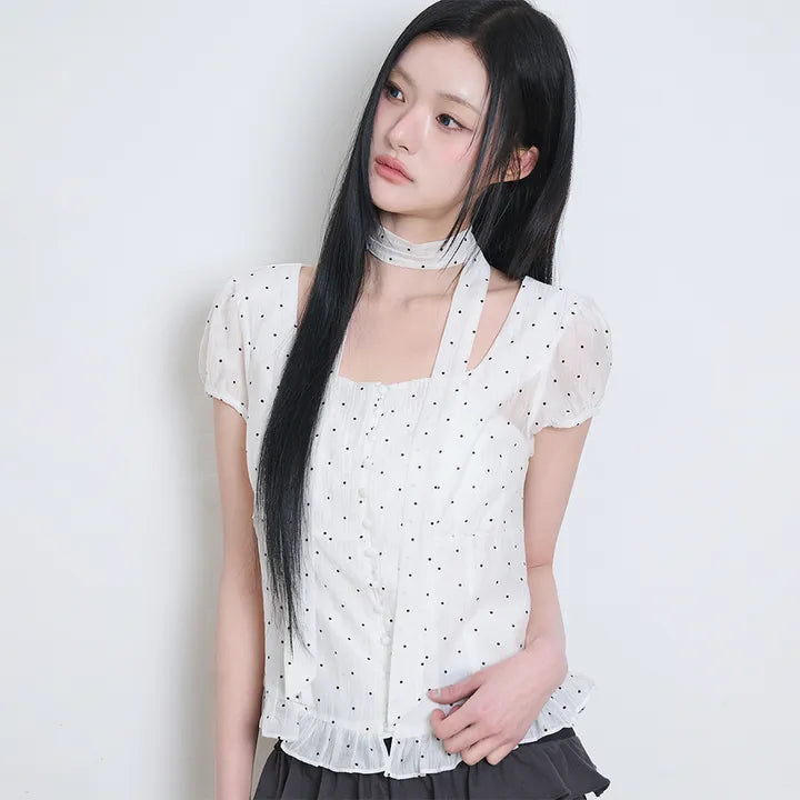 ILLIGO RIBBON TIE SQUARE NECK BLOUSE 8 colors ILLIGO  DKshop