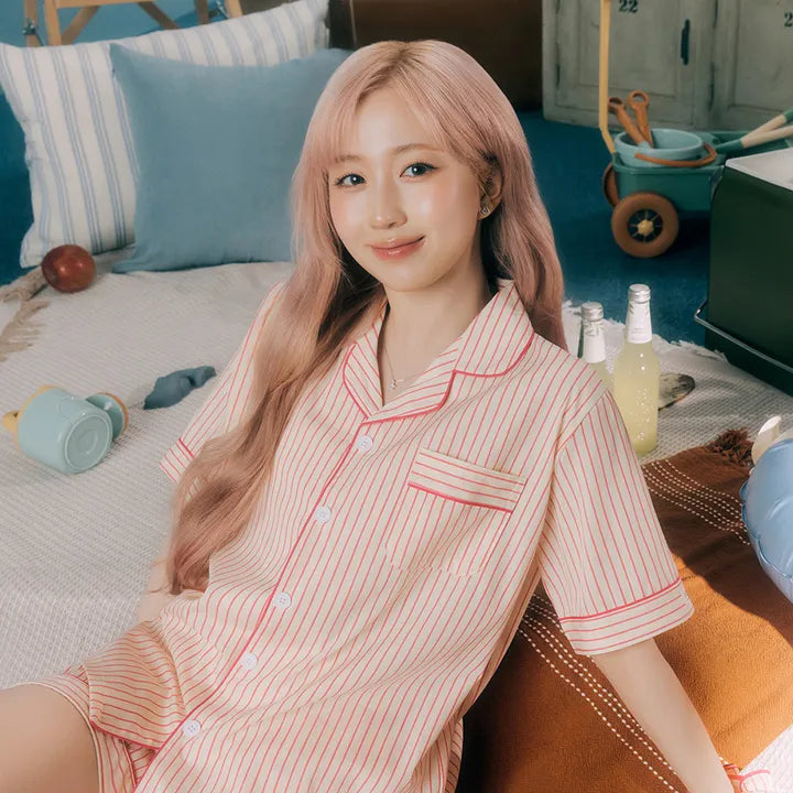 [NMIXX Haewon PICK] DOSSY Silk Fit Half Sleeve Couple Pajama Set DOSSY  DKshop