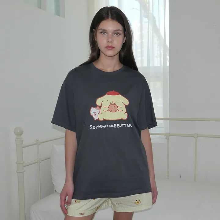 SOMEWHEREBUTTER Pompompurin Over-Fit Top SOMEWHEREBUTTER  DKshop
