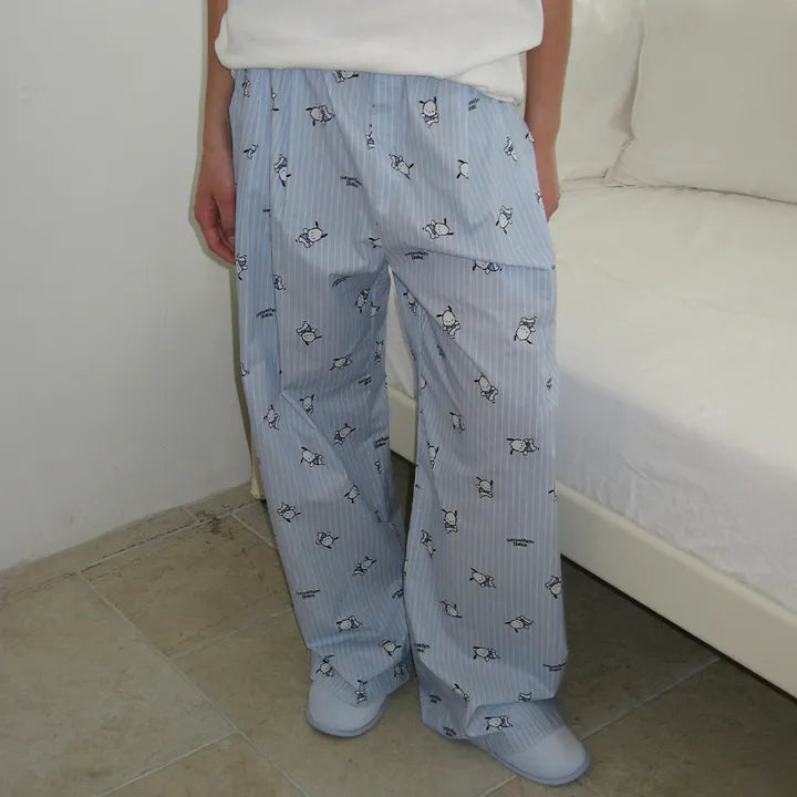 SOMEWHEREBUTTER Pochacco Stripe Pajama Pants (Long / Shorts) SOMEWHEREBUTTER  DKshop