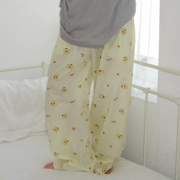 SOMEWHEREBUTTER Pompompurin Stripe Pajama Pants (Long / Shorts) SOMEWHEREBUTTER  DKshop