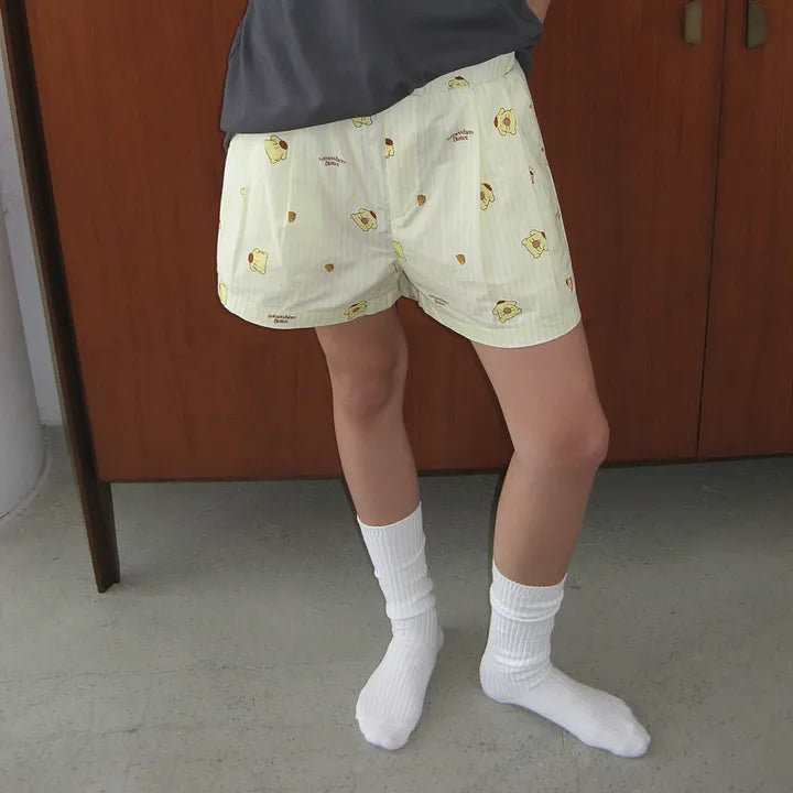 SOMEWHEREBUTTER Pompompurin Stripe Pajama Pants (Long / Shorts) SOMEWHEREBUTTER  DKshop