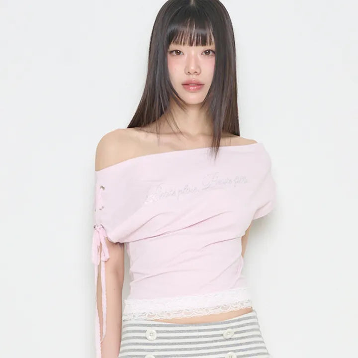 ILLIGO Lace Trimming T-Shirt 4 colors (H2H A-NA Wear) ILLIGO  DKshop