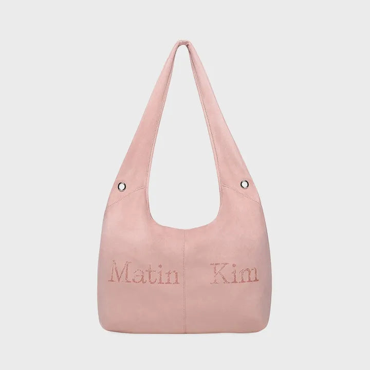 [Matin Kim] LOGO POINT SUEDE ROUND ECOBAG Matin Kim  DKshop