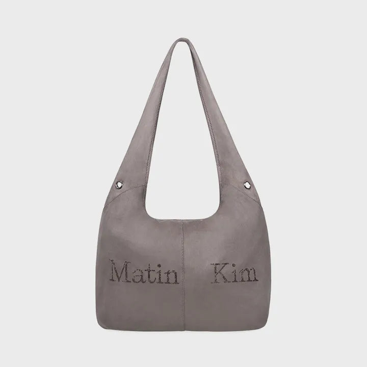 [Matin Kim] LOGO POINT SUEDE ROUND ECOBAG Matin Kim  DKshop