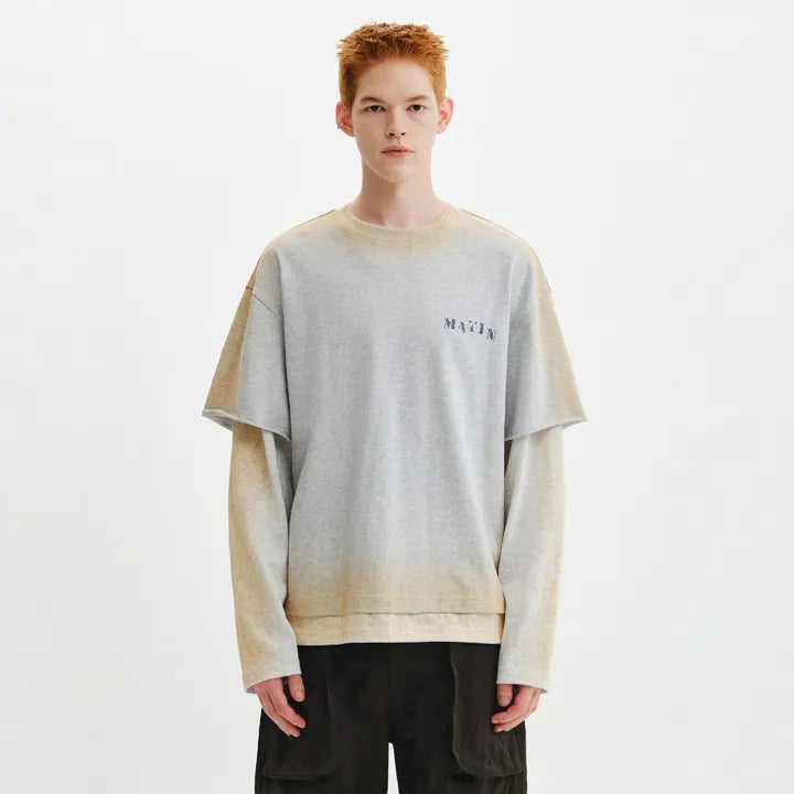 [MATIN KIM] DUST WASHED LOGO LAYERED TOP (Stray Kids Lee Know wear) Matin Kim  DKshop