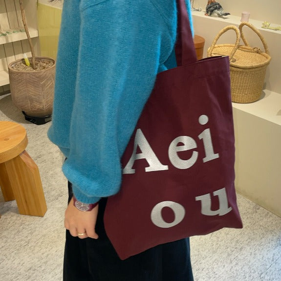 Aeiou Logo Bag (Cotton 100%) Burgundy Silver Aeiou  DKshop