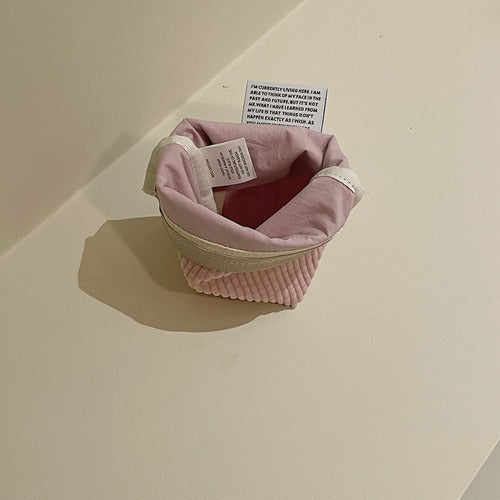 Aeiou Basic Pouch (M size) Strawberry Cream Corduroy Aeiou  DKshop