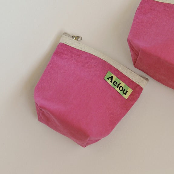 Aeiou Basic Pouch (M size) (Stripe Label) Watermelon Pink Aeiou  DKshop
