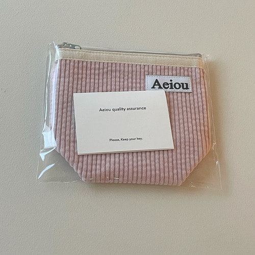 Aeiou Basic Pouch (M size) Strawberry Cream Corduroy Aeiou  DKshop