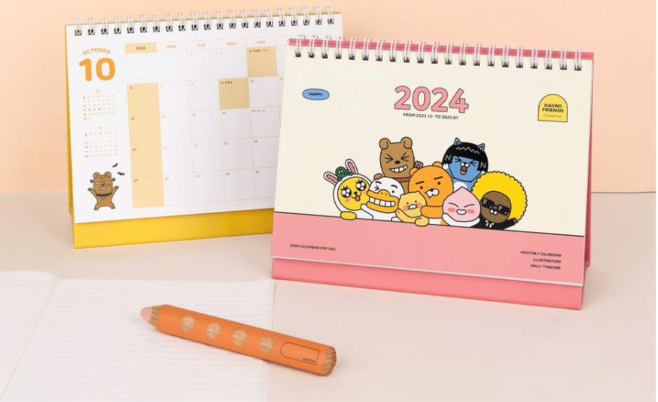 KAKAO FRIENDS - 2024 SMALL DESK CALENDAR (PINK)