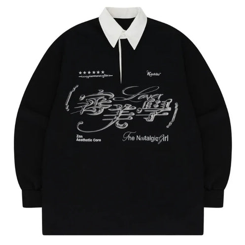 Kashiko Aesthetic Collar Rugby Shirts Kashiko  DKshop