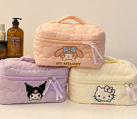 Sanrio Character Quilted Square Handle Cosmetic Pouch Sanrio  DKshop