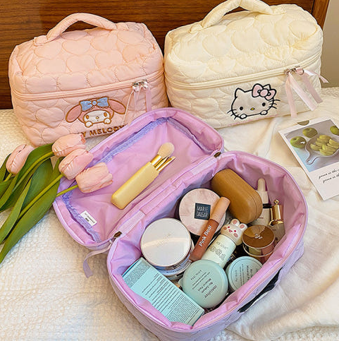 Sanrio Character Quilted Square Handle Cosmetic Pouch Sanrio  DKshop