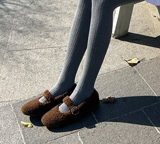 [mac moc] Fluffy Lined Warm Mary Jane Flats mac moc  DKshop