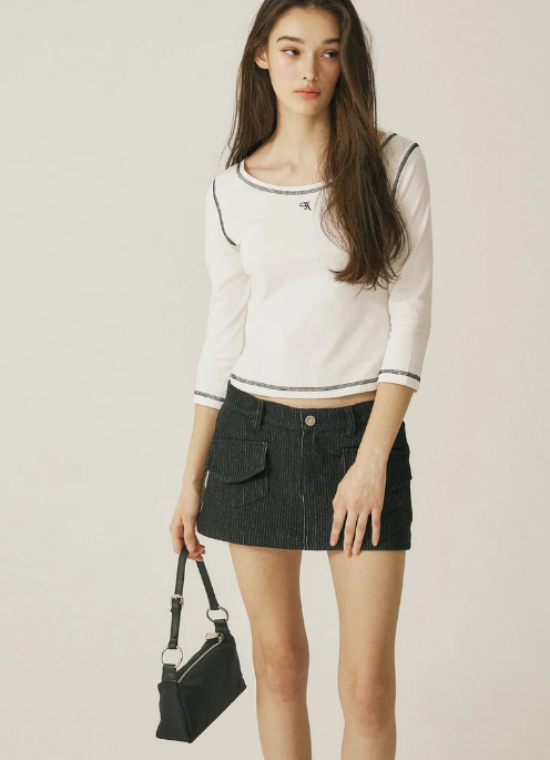 threetimes Cotton stripe skirt threetimes  DKshop