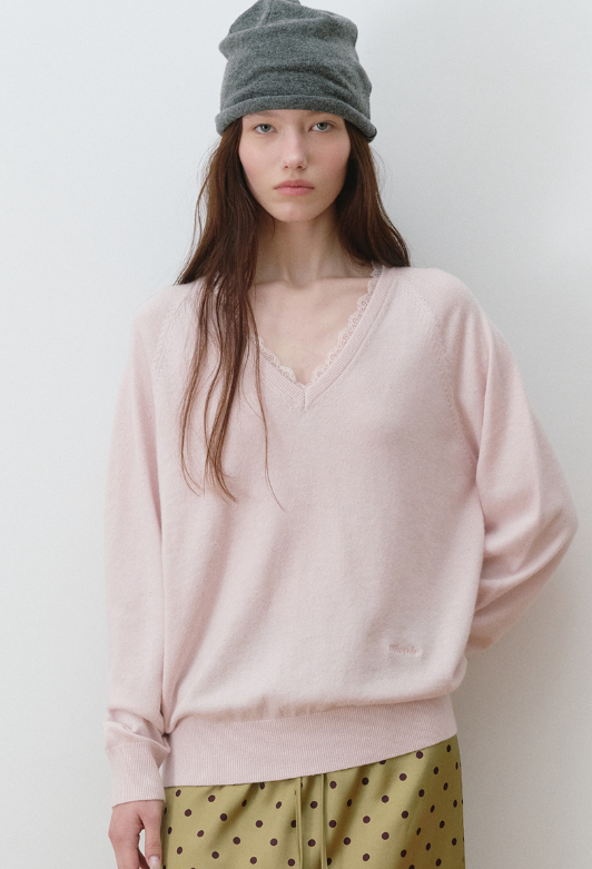 rolarola LACE V NECK KNIT (Jang Wonyoung WEAR) rolarola  DKshop