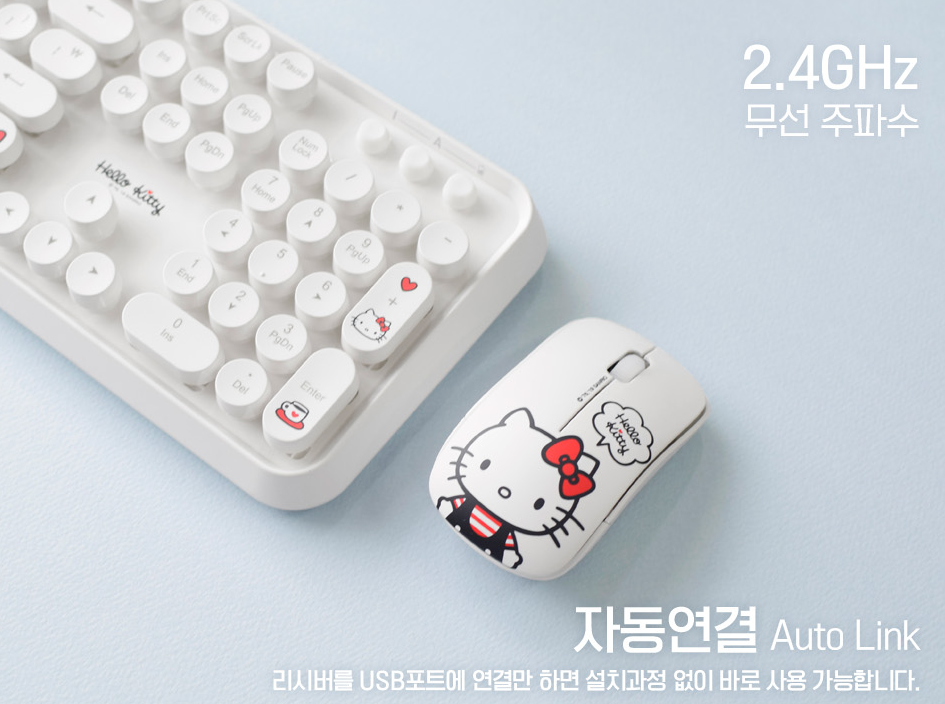 [DIGITAL VENTUS] HELLO KITTY Retro Wireless Keyboard & Mouse Combo Set DIGITAL VENTUS  DKshop