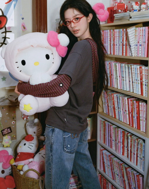[aeae X Hello Kitty] FLARE DENIM PANTS (ILLIT MINJU WEAR) aeae  DKshop