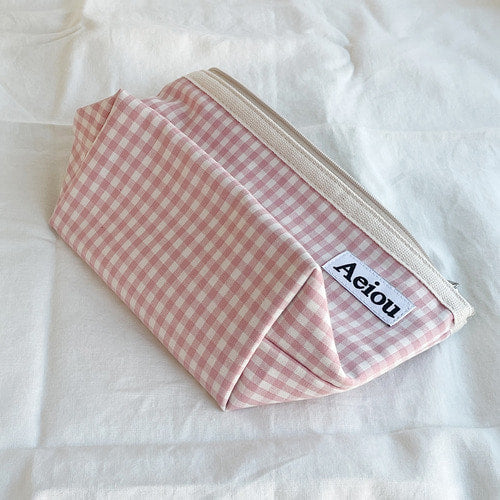 Aeiou Basic Pouch (L size) Cherry Blossom Check Aeiou  DKshop