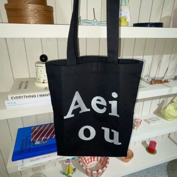 Aeiou Logo Bag (Cotton 100%) Black Silver Aeiou  DKshop