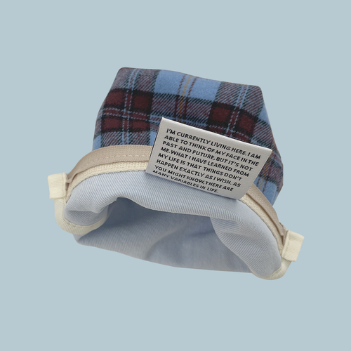 Aeiou Basic Pouch (M size) Tartan Check Blue Burgundy Aeiou  DKshop