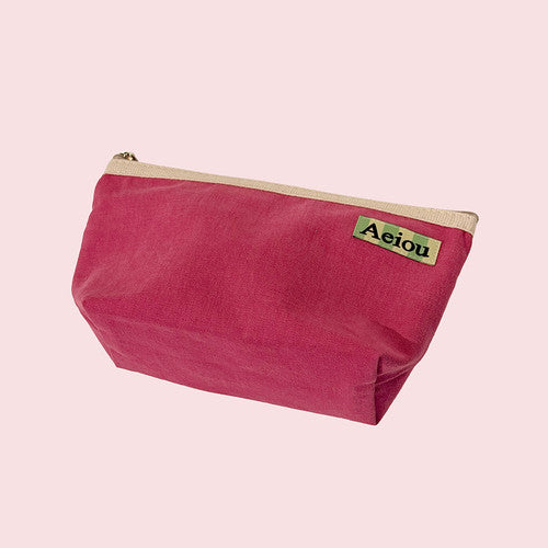 Aeiou Basic Pouch (L size) (Stripe Label) Watermelon Pink Aeiou  DKshop