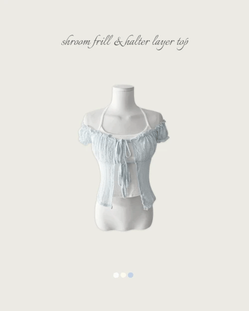 CLOUDEMOTION Shroom Frill & Halter Layered Top CLOUDEMOTION  DKshop